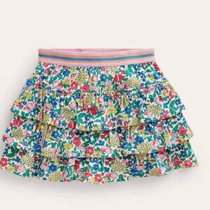 Mini Boden Pink Floral Jersey Ruffle Skor tMulti Flowerbed EUC 7-8